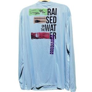 NWT Reel Life Sun Ray Defender Series “Raised On The Water” Long Sleeve Blue XXL